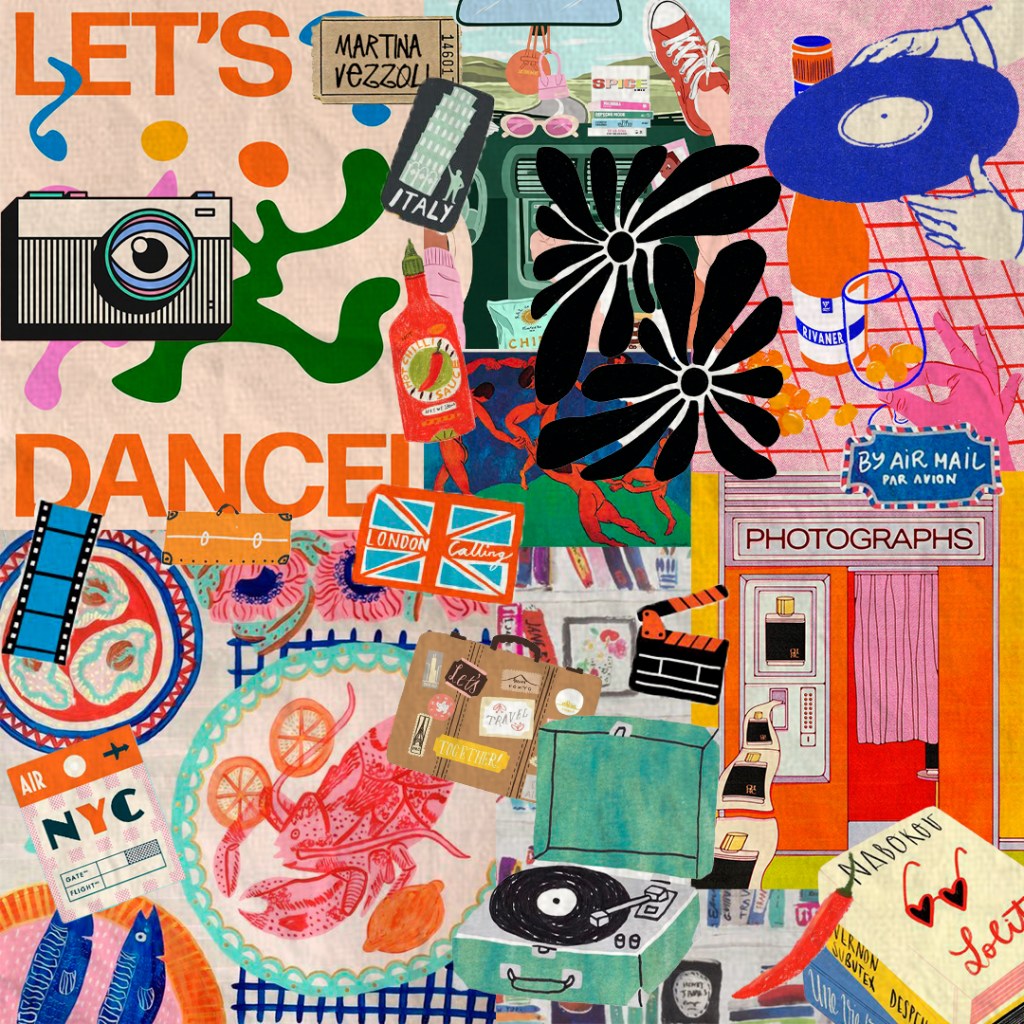 Collage su misura ispirato alla musica e alla fotografia, ideale come idea regalo creativa – progetto originale di Martina Vezzoli